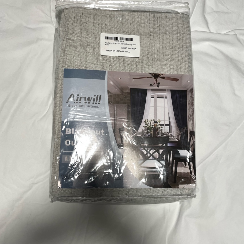 AIRWILL BLACKOUT CURTAINS 52 X 84 LINEN LOOK 2 PANELS NIP